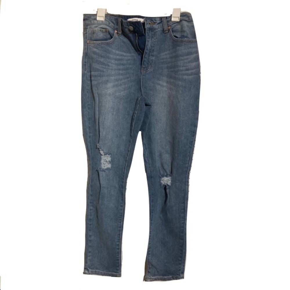 Just Fab mid rise Vintage destroyed straight  jeans.
